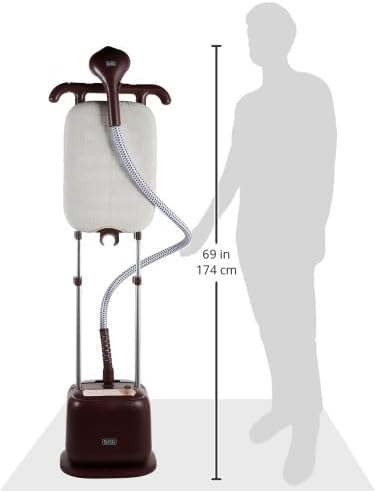 BLACK+DECKER Double Pole Garment Steamer 2400W, 2L Tank, 10 Steam Settings with Vertical & Horizontal Ironing Board, Auto Shut-Off (GSTD2450-B5)