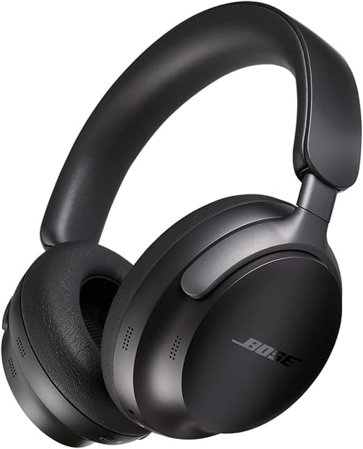 Bose QuietComfort Ultra Wireless Noise Cancelling Headphones with Spatial Audio – Over-Ear Bluetooth Headphones with Mic, Up to 24 Hours Battery Life (Black, 2023)