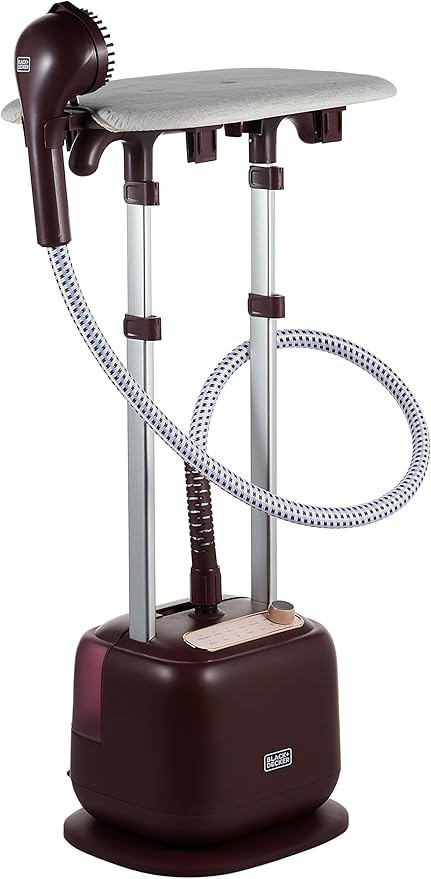 BLACK+DECKER Double Pole Garment Steamer 2400W, 2L Tank, 10 Steam Settings with Vertical & Horizontal Ironing Board, Auto Shut-Off (GSTD2450-B5)