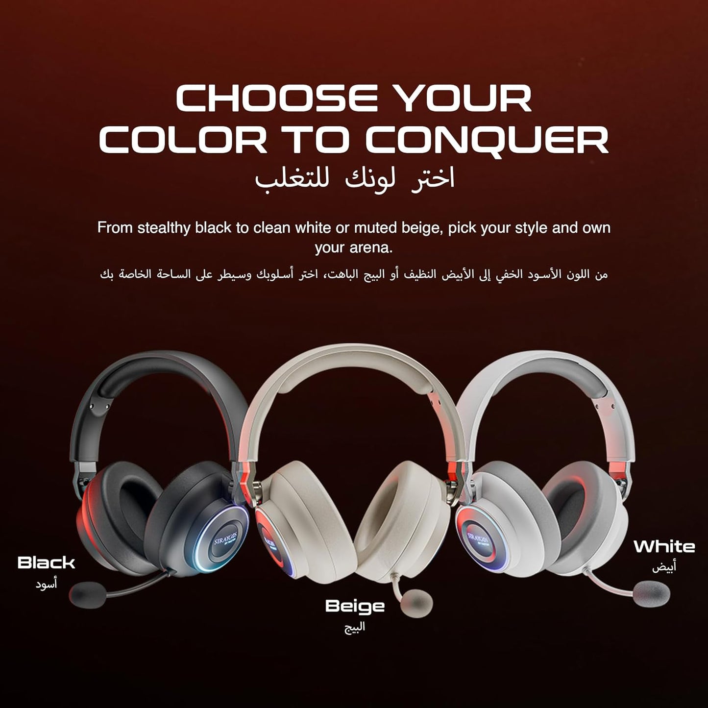 FASTER BG600 STRAYGOS Wireless Gaming Headset – Tri-Mode 2.4GHz/Bluetooth/Wired, Ultra-Low Latency, 50mm Drivers, ENC Noise-Canceling Mic, RGB Lights, 10H Playtime